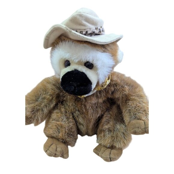 vintage Walmart cowboy safari monkey  in hat plush stuffed animal toy  9" - Picture 1 of 7